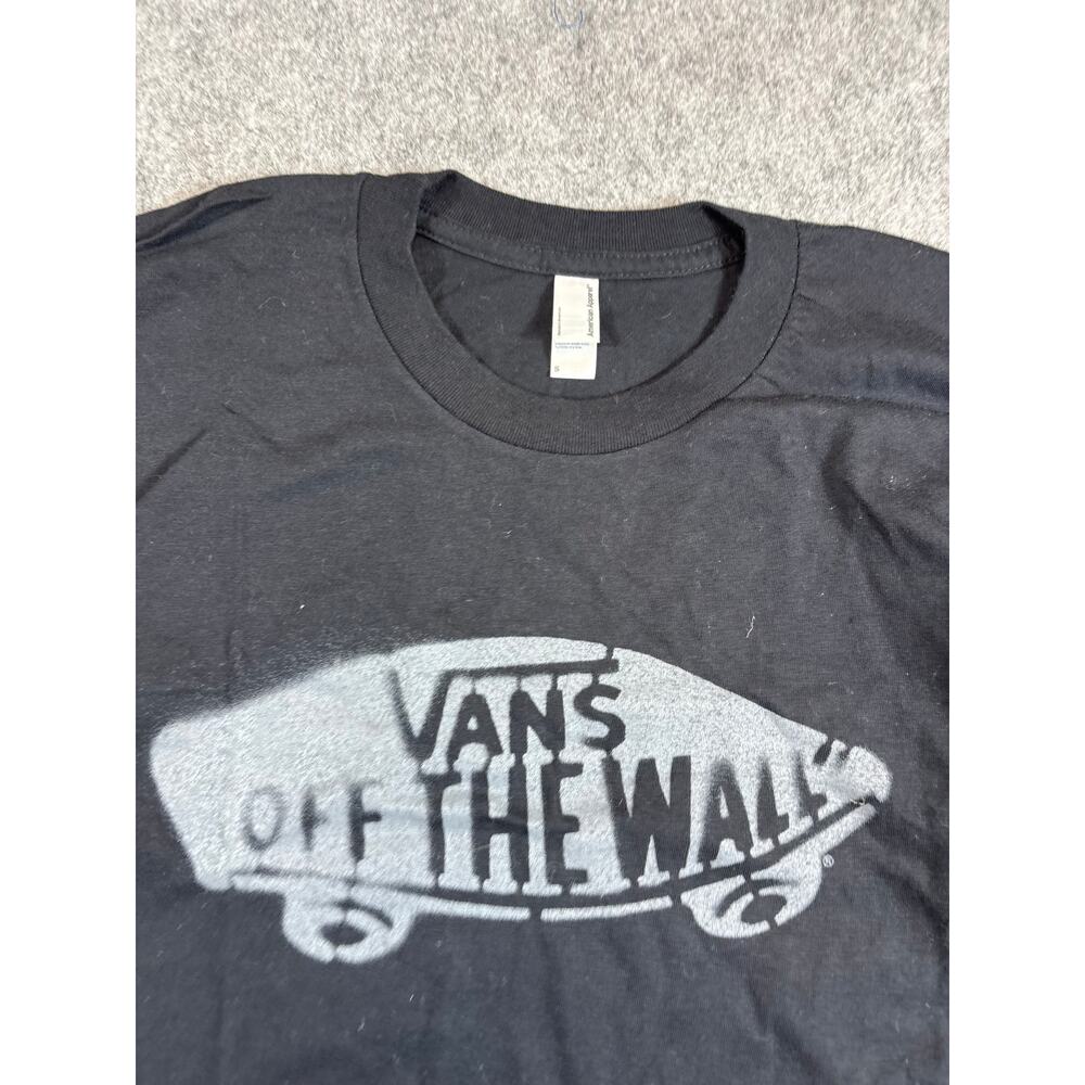 Vans Off The Wall Shirt Men Black Graphic Tee Skateboarding Streetwear Y2K Small